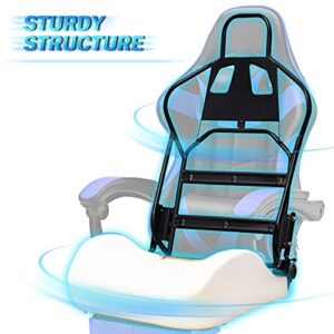 Chaise Gaming Soontrans Ergonomique avec Massage et Repose-pied – Bleu