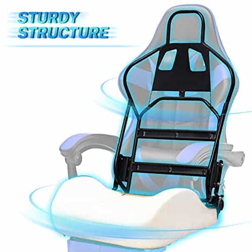 Chaise Gaming Soontrans Ergonomique avec Massage et Repose-pied – Bleu