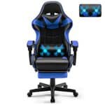 Chaise Gaming Soontrans Ergonomique avec Massage et Repose-pied - Bleu