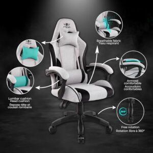 Chaise Gaming Spirit Of Gamer Arena, tissu micro-fibre, dossier inclinable, 100kg