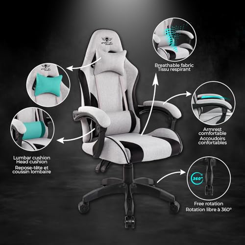 Chaise Gaming Spirit Of Gamer Arena, tissu micro-fibre, dossier inclinable, 100kg