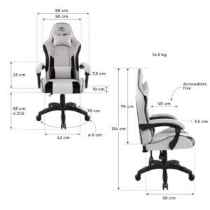 Chaise Gaming Spirit Of Gamer Arena, tissu micro-fibre, dossier inclinable, 100kg