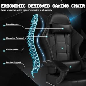 Chaise Gaming TRIUMPHKEY Ergonomique Ajustable avec Repose-Pieds et Massage