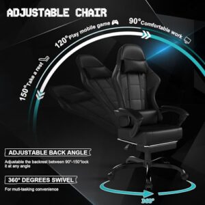 Chaise Gaming TRIUMPHKEY Ergonomique Ajustable avec Repose-Pieds et Massage