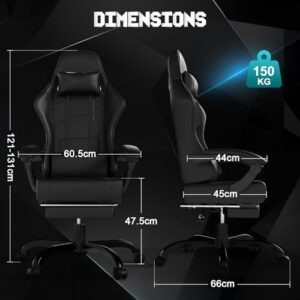 Chaise Gaming TRIUMPHKEY Ergonomique Ajustable avec Repose-Pieds et Massage