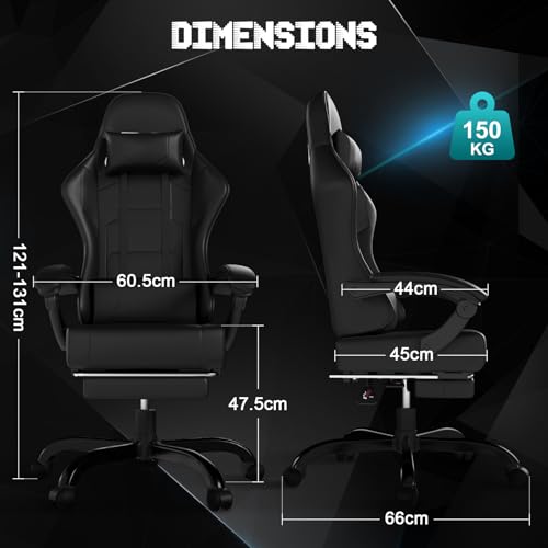 Chaise Gaming TRIUMPHKEY Ergonomique Ajustable avec Repose-Pieds et Massage