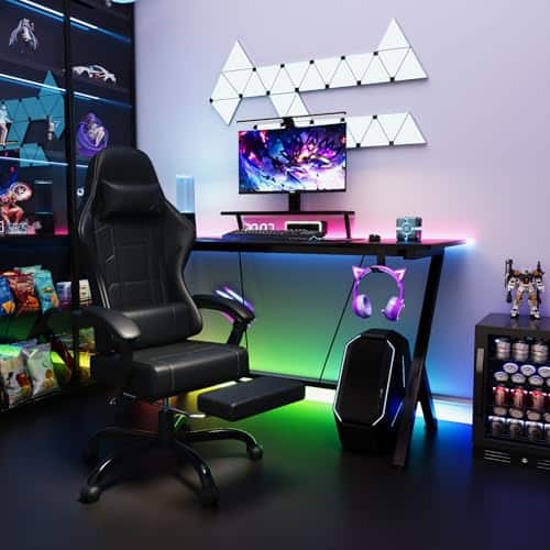 Chaise Gaming TRIUMPHKEY Ergonomique Ajustable avec Repose-Pieds et Massage