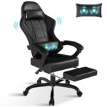 Chaise Gaming TRIUMPHKEY Ergonomique Ajustable avec Repose-Pieds et Massage