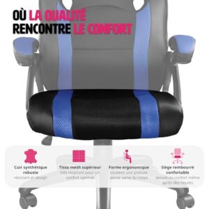 Chaise Gaming TecTake® Ergonomique avec Accoudoirs, Hauteur Réglable et Pivotante