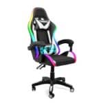 Chaise Gaming Todeco Ergonomique avec Massage, LED et Dossier Haut, Blanc