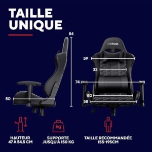 Chaise Gaming Trust GXT 708 Resto avec Dossier Réglable et Pivotement 360°