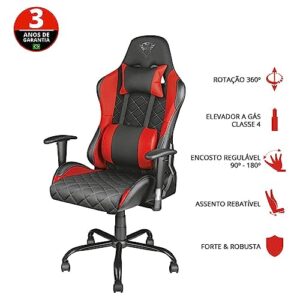 Chaise Gaming Trust Gaming GXT 707R – Fauteuil Bureau Pivotant 360° Rouge