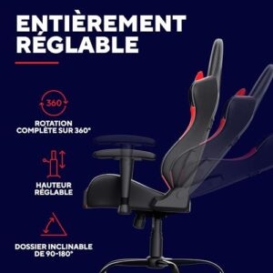 Chaise Gaming Trust Gaming GXT 708R – Dossier Réglable, Pivot 360° – Rouge