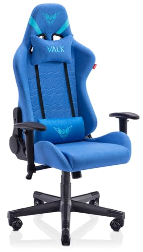 Chaise Gaming VALK Nyx en Tissu Respirant Bleue avec Accoudoirs 2D