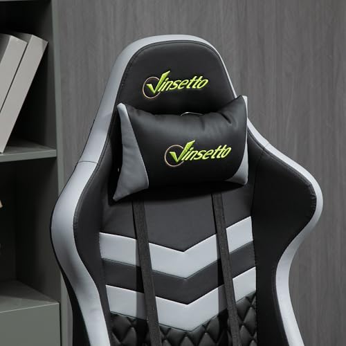 Chaise Gaming Vinsetto Ergonomique Noir et Gris avec Appui-tête Amovible