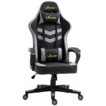 Chaise Gaming Vinsetto Ergonomique Noir et Gris avec Appui-tête Amovible