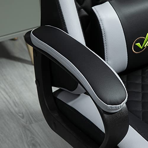Chaise Gaming Vinsetto Ergonomique Noir et Gris avec Appui-tête Amovible