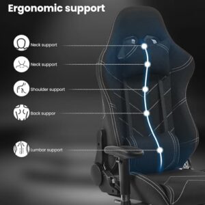 Chaise Gaming WOLTU Ergonomique et Respirante avec Repose-Pieds – Noir