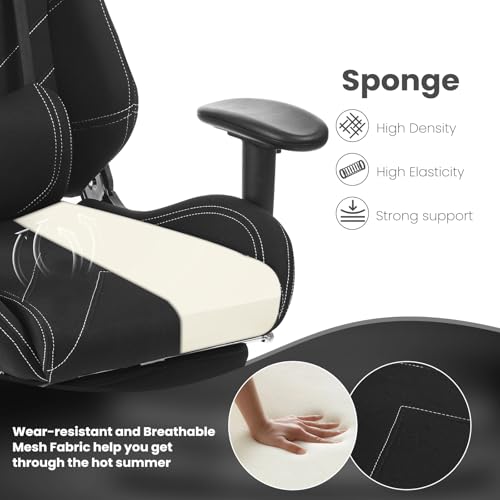 Chaise Gaming WOLTU Ergonomique et Respirante avec Repose-Pieds – Noir