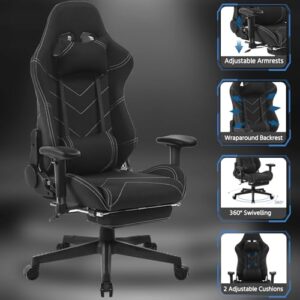 Chaise Gaming WOLTU Ergonomique et Respirante avec Repose-Pieds – Noir
