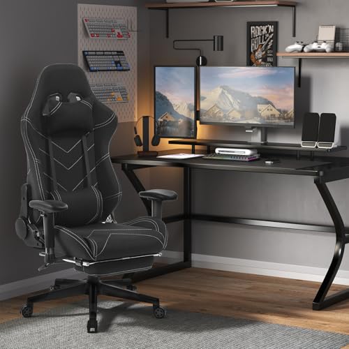 Chaise Gaming WOLTU Ergonomique et Respirante avec Repose-Pieds – Noir