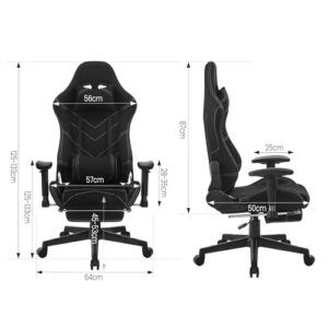 Chaise Gaming WOLTU Ergonomique et Respirante avec Repose-Pieds – Noir