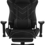 Chaise Gaming WOLTU Ergonomique et Respirante avec Repose-Pieds - Noir
