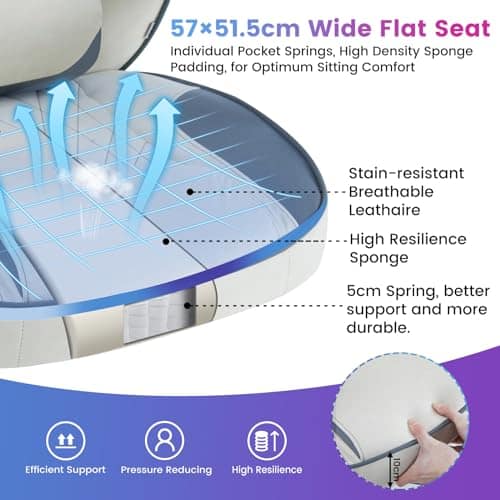 Chaise Gaming WOLTU GS03bws Ergonomique et Respirante pour Joueurs, Bleu et Blanc