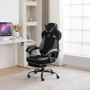 Chaise Gaming WOLTU GS04szg Ergonomique Noir+Gris pour Joueurs et Bureau