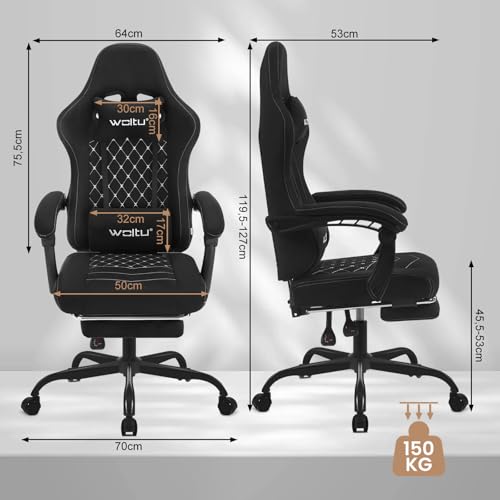 Chaise Gaming WOLTU GS07sz Massante avec Repose-Pieds et Soutien Lombaire