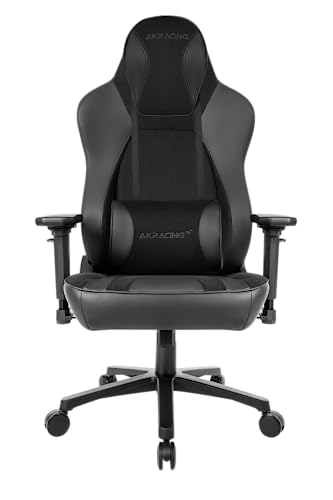 Chaise de Bureau AKRacing Obsidian en Similicuir PU Noir, Garantie 5 Ans