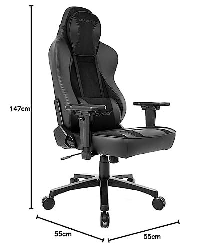 Chaise de Bureau AKRacing Obsidian en Similicuir PU Noir, Garantie 5 Ans