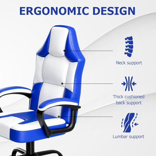 Chaise de Bureau Enfant Bleu Fruyyzl – Chaise Gaming Réglable en Hauteur