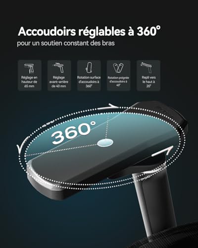 Chaise de Bureau Ergonomique AutoFull G5 avec Support Lombaire et Repose-Pieds