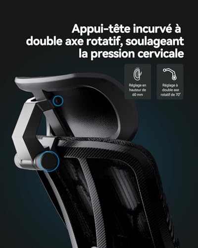 Chaise de Bureau Ergonomique AutoFull G5 avec Support Lombaire et Repose-Pieds
