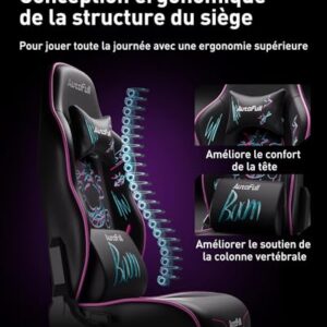 Chaise de Bureau Ergonomique AutoFull Graffiti avec Repose-Pieds et Soutien Lombaire Violet