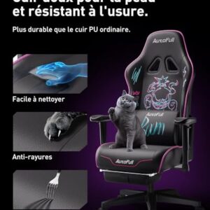 Chaise de Bureau Ergonomique AutoFull Graffiti avec Repose-Pieds et Soutien Lombaire Violet