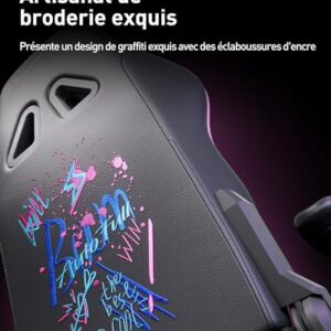 Chaise de Bureau Ergonomique AutoFull Graffiti avec Repose-Pieds et Soutien Lombaire Violet