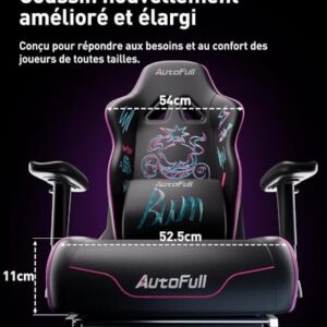 Chaise de Bureau Ergonomique AutoFull Graffiti avec Repose-Pieds et Soutien Lombaire Violet
