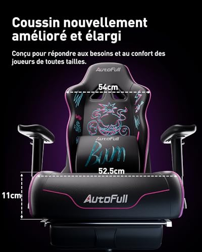 Chaise de Bureau Ergonomique AutoFull Graffiti avec Repose-Pieds et Soutien Lombaire Violet