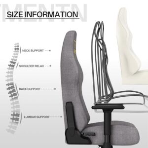 Chaise de Bureau Ergonomique Bigzzia en Tissu Gris avec Accoudoirs 3D
