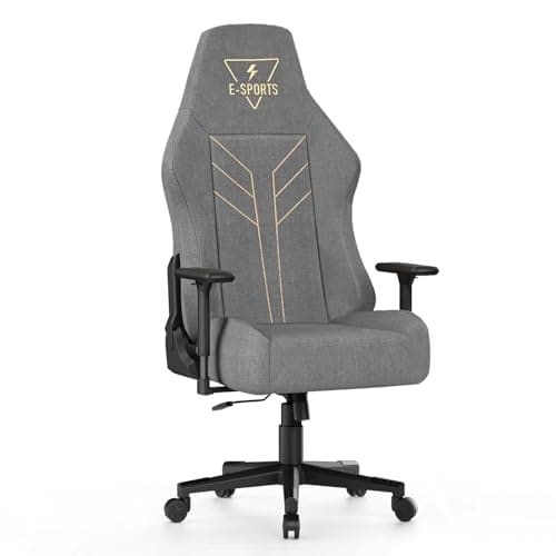 Chaise de Bureau Ergonomique Bigzzia en Tissu Gris avec Accoudoirs 3D
