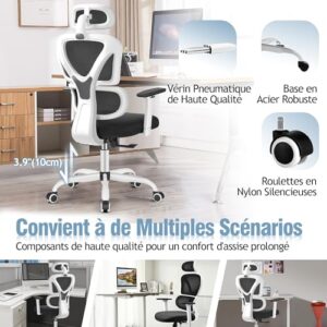 Chaise de Bureau Ergonomique DoChair avec Appui-tête et Accoudoirs Réglables