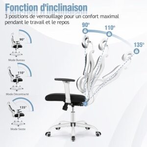 Chaise de Bureau Ergonomique DoChair avec Appui-tête et Accoudoirs Réglables
