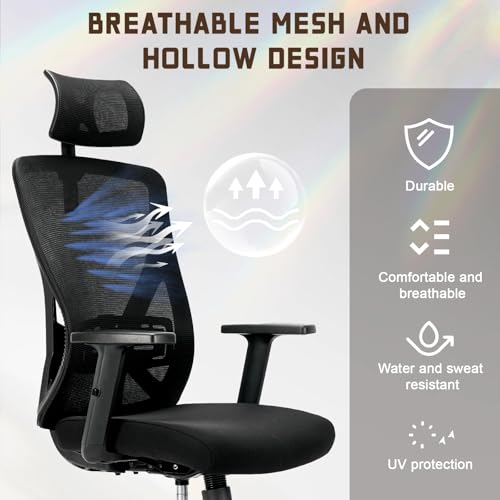 Chaise de Bureau Ergonomique Durrafy avec Roullettes et Appuie-Tête Ajustable