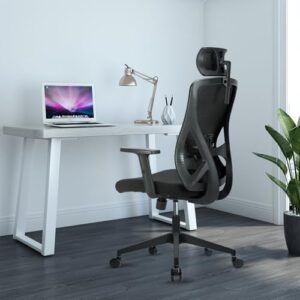 Chaise de Bureau Ergonomique Durrafy avec Roullettes et Appuie-Tête Ajustable