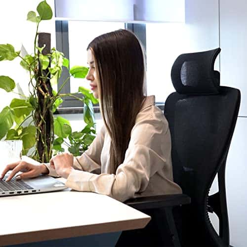 Chaise de Bureau Ergonomique Durrafy avec Roullettes et Appuie-Tête Ajustable