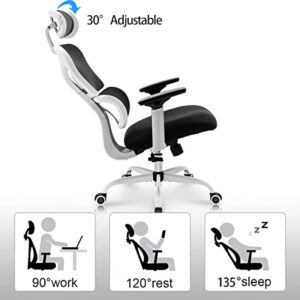 Chaise de Bureau Ergonomique KERDOM avec Support Lombaire et Appuie-tête réglable