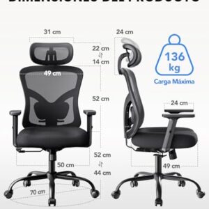 Chaise de Bureau Ergonomique NOBLEWELL avec Support Lombaire et Accoudoirs Réglables