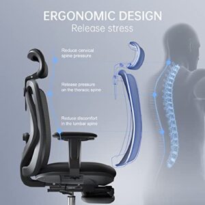 Chaise de Bureau Ergonomique SIHOO avec Repose-Pieds et Support Lombaire Noir